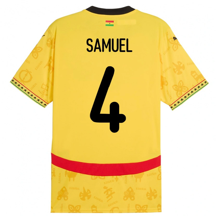 Danxen Uomo Maglia Ghana Samuel Abbey-Ashie Quaye #4 Giallo Kit Gara Away 24-26 Maglietta