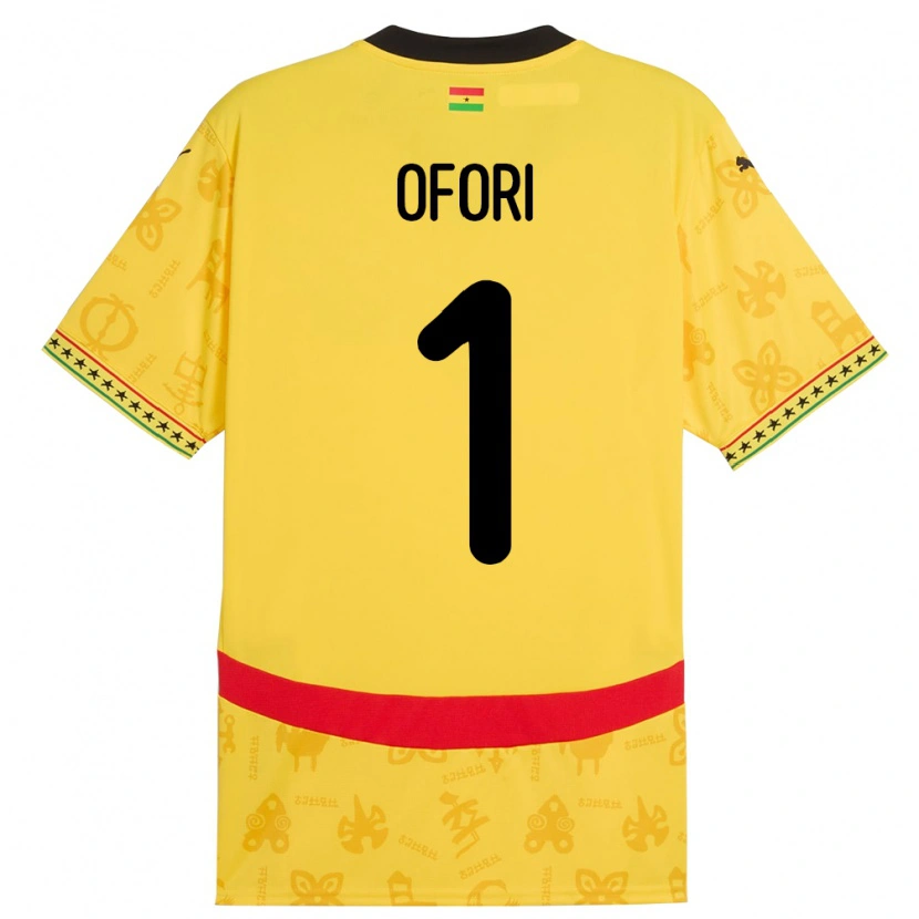 Danxen Uomo Maglia Ghana Richard Ofori #1 Giallo Kit Gara Away 24-26 Maglietta