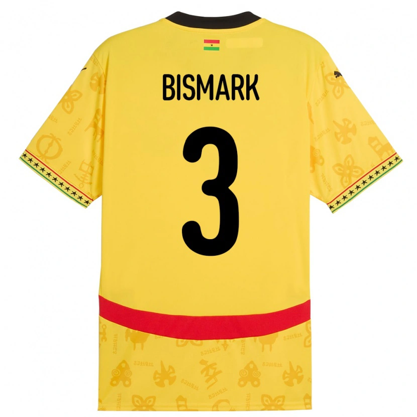 Danxen Uomo Maglia Ghana Anim Bismark #3 Giallo Kit Gara Away 24-26 Maglietta