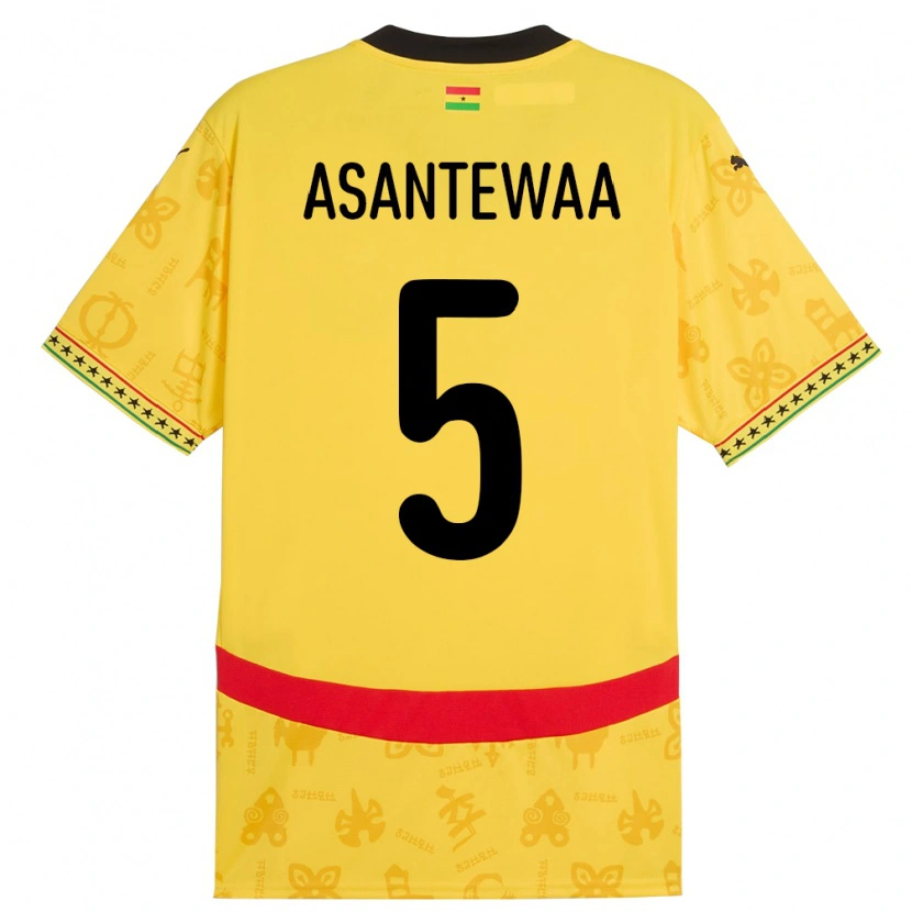 Danxen Uomo Maglia Ghana Grace Asantewaa #5 Giallo Kit Gara Away 24-26 Maglietta