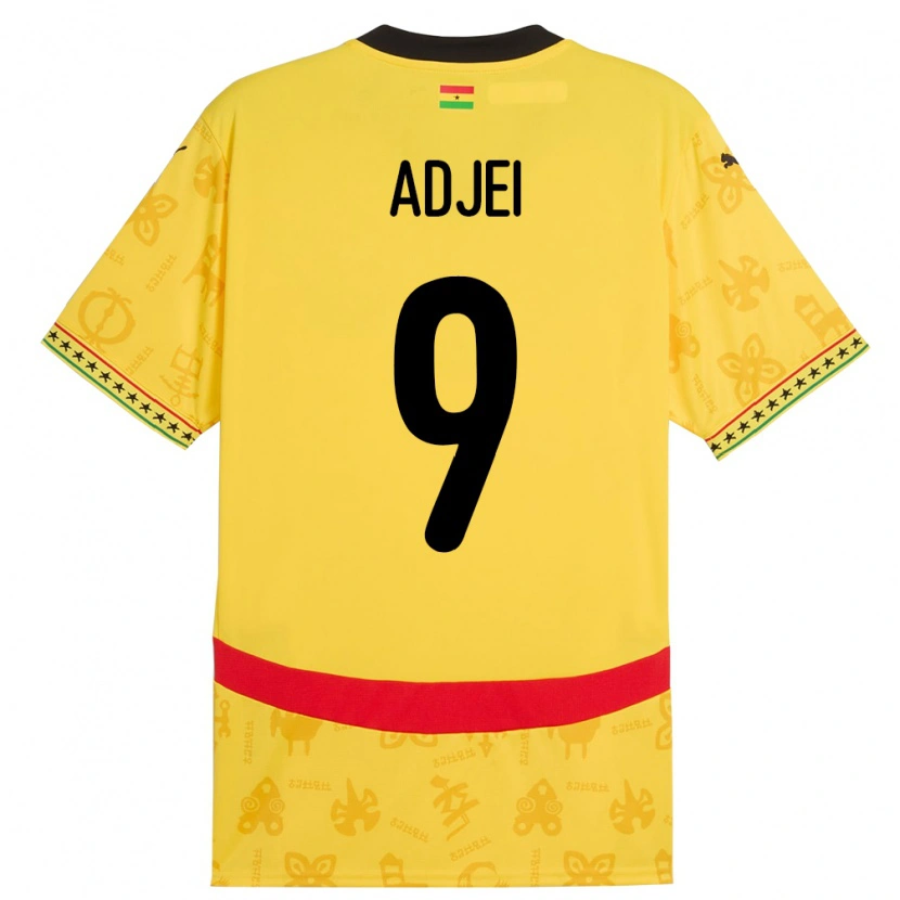 Danxen Uomo Maglia Ghana Vivian Adjei #9 Giallo Kit Gara Away 24-26 Maglietta