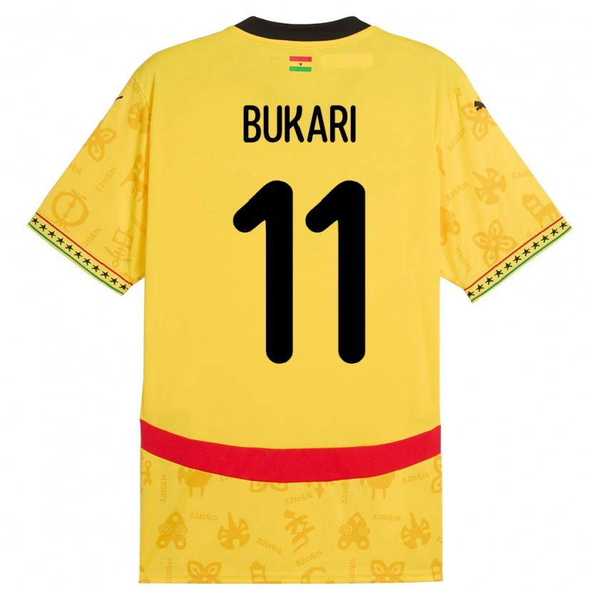 Danxen Uomo Maglia Ghana Osman Bukari #11 Giallo Kit Gara Away 24-26 Maglietta