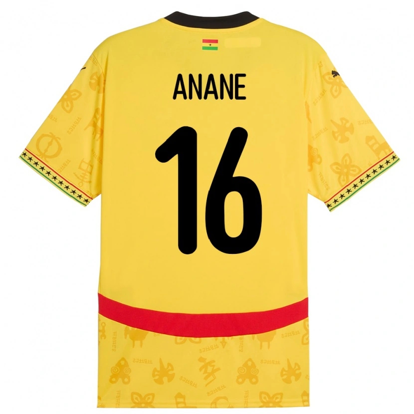 Danxen Uomo Maglia Ghana Vincent Anane #16 Giallo Kit Gara Away 24-26 Maglietta