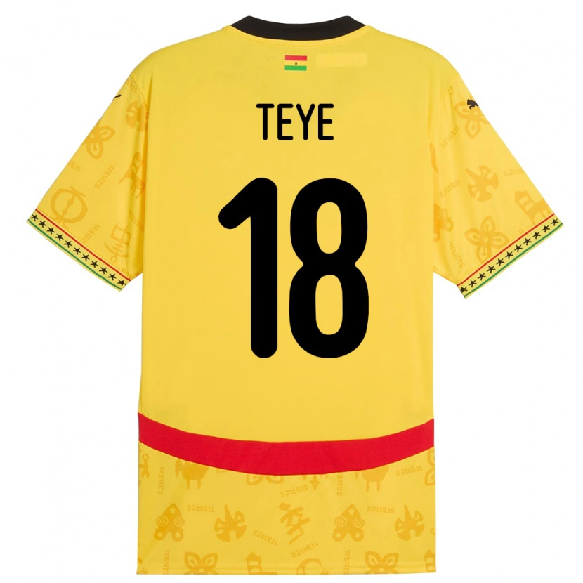 Danxen Uomo Maglia Ghana Suzzy Teye #18 Giallo Kit Gara Away 24-26 Maglietta
