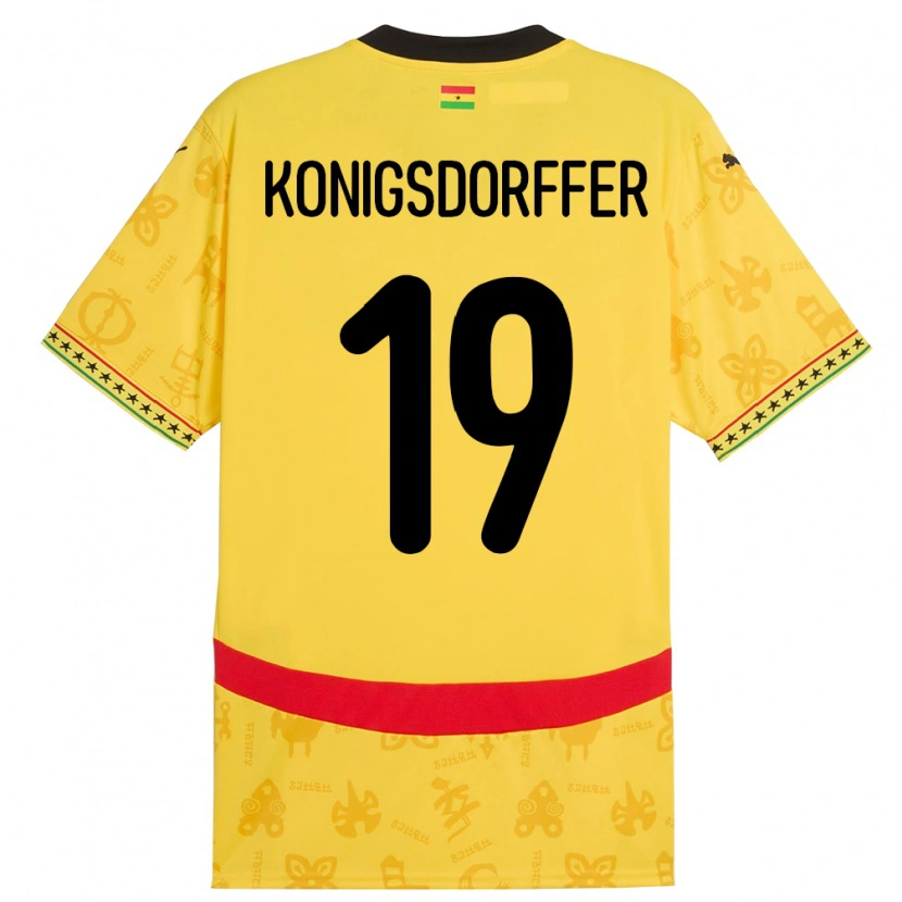 Danxen Uomo Maglia Ghana Ransford-Yeboah Konigsdorffer #19 Giallo Kit Gara Away 24-26 Maglietta