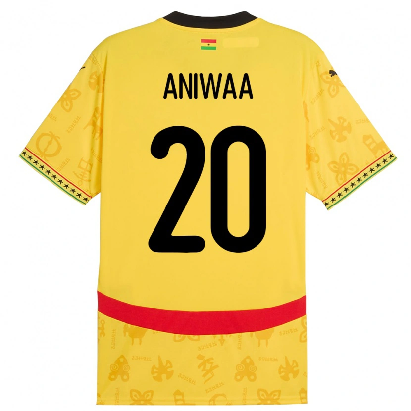 Danxen Uomo Maglia Ghana Louisa Aniwaa #20 Giallo Kit Gara Away 24-26 Maglietta