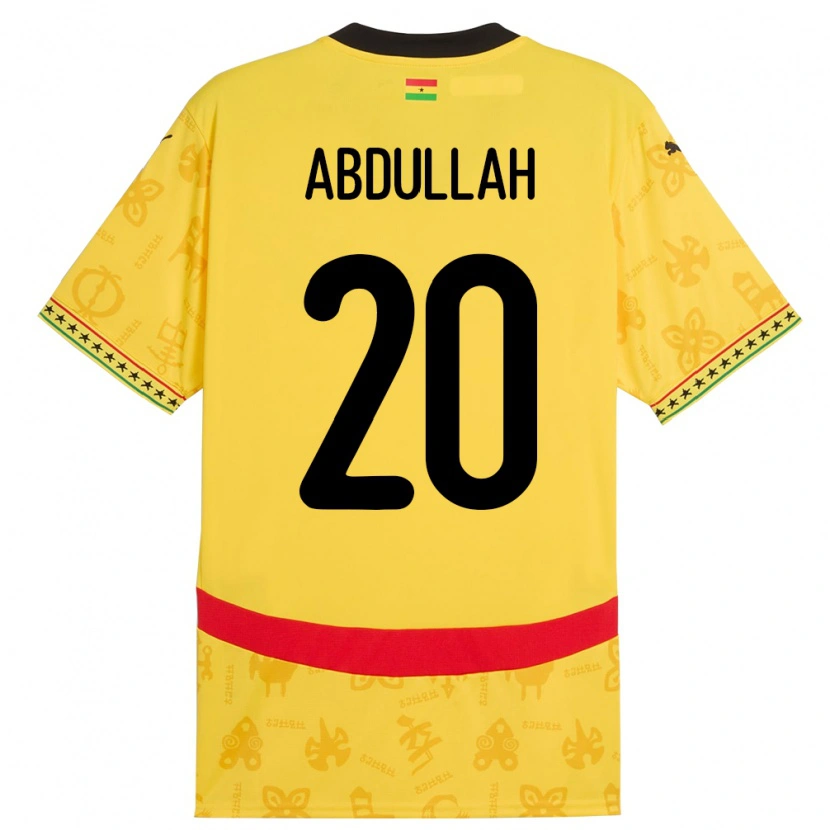Danxen Uomo Maglia Ghana Razak Abdullah #20 Giallo Kit Gara Away 24-26 Maglietta