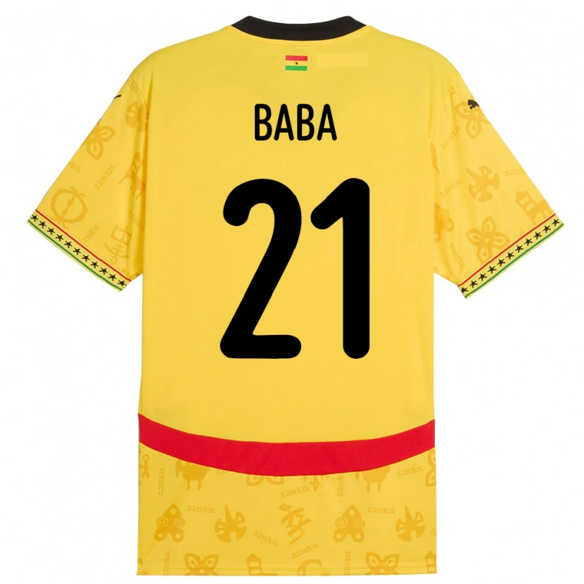 Danxen Uomo Maglia Ghana Iddrisu Baba #21 Giallo Kit Gara Away 24-26 Maglietta