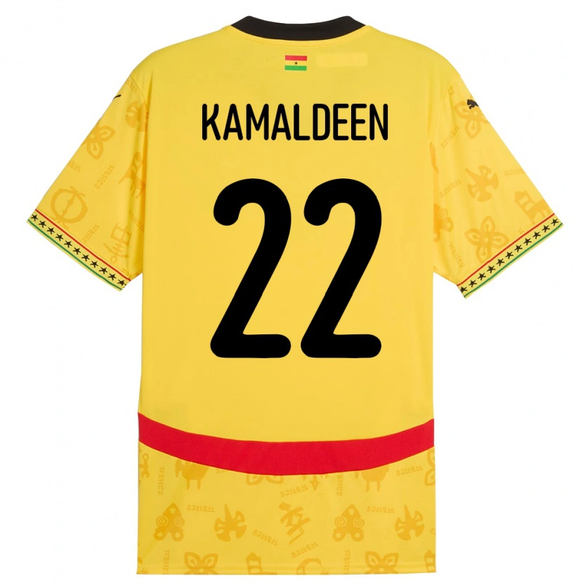 Danxen Uomo Maglia Ghana Kamaldeen Sulemana #22 Giallo Kit Gara Away 24-26 Maglietta