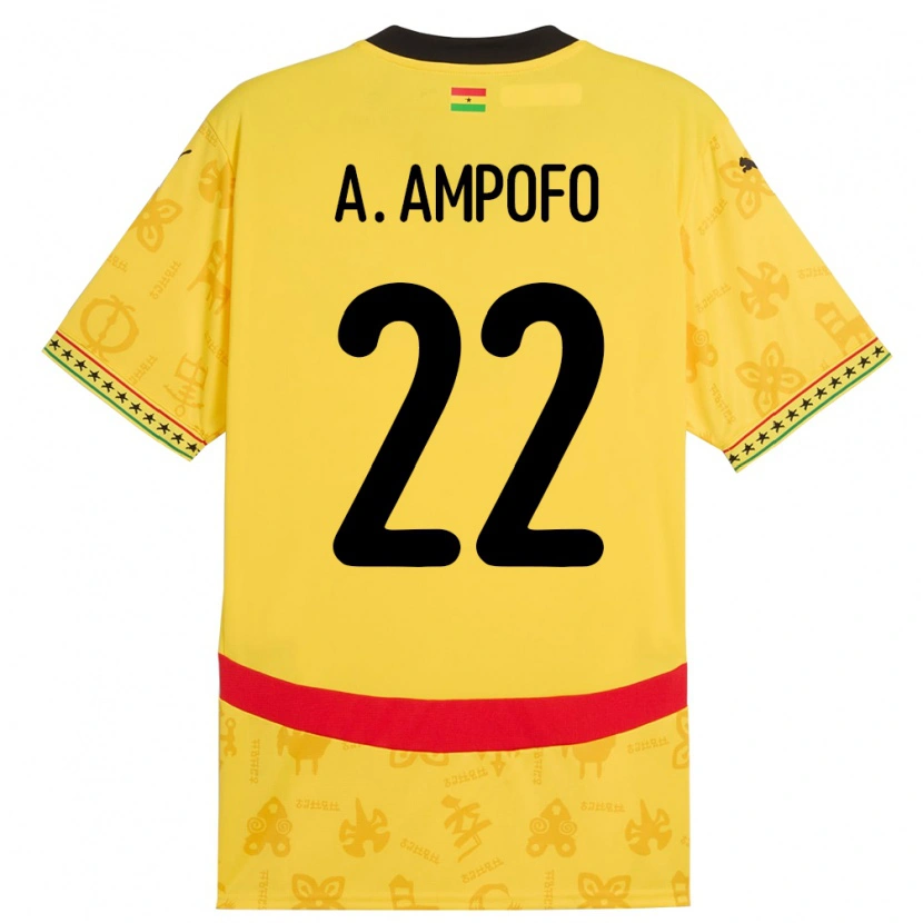 Danxen Uomo Maglia Ghana Eugene Amankwah Ampofo #22 Giallo Kit Gara Away 24-26 Maglietta