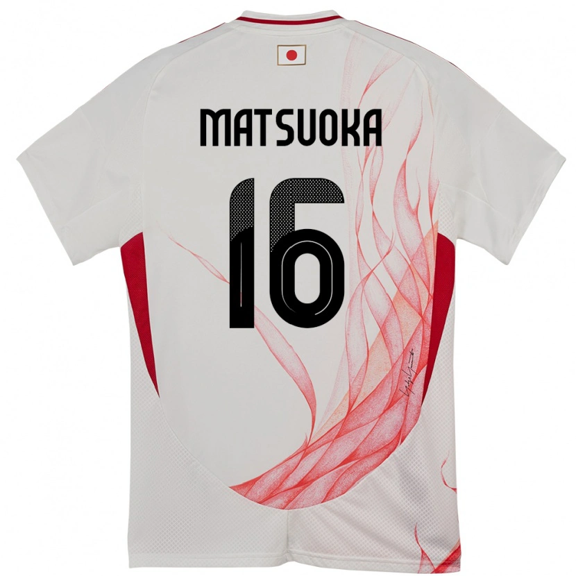 Danxen Uomo Maglia Giappone Daiki Matsuoka #16 Bianco Kit Gara Away 24-26 Maglietta