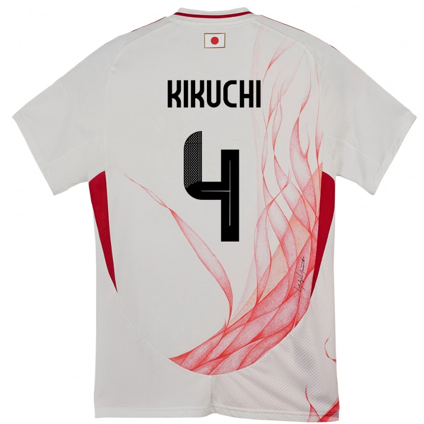 Danxen Uomo Maglia Giappone Shuta Kikuchi #4 Bianco Kit Gara Away 24-26 Maglietta