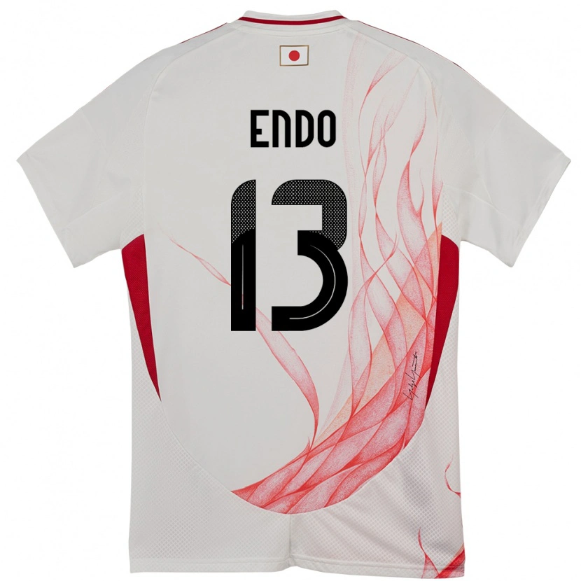 Danxen Uomo Maglia Giappone Jun Endo #13 Bianco Kit Gara Away 24-26 Maglietta