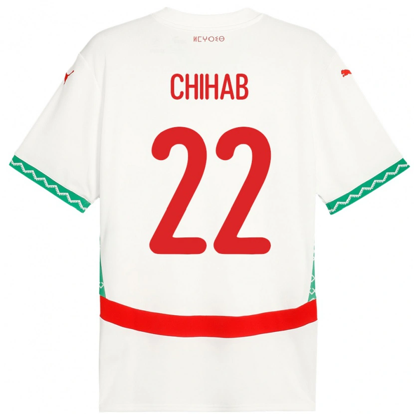 Danxen Uomo Maglia Marocco Salaheddine Chihab #22 Bianco Kit Gara Away 24-26 Maglietta