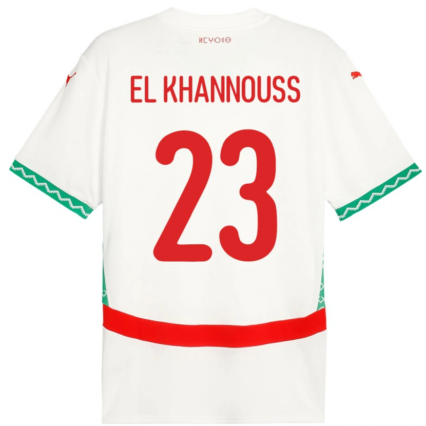 Danxen Uomo Maglia Marocco Bilal El Khannouss #23 Bianco Kit Gara Away 24-26 Maglietta