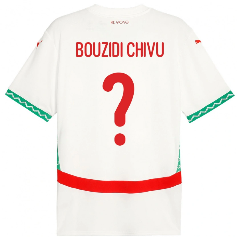 Danxen Uomo Maglia Marocco Rayan Bouzidi Chivu #0 Bianco Kit Gara Away 24-26 Maglietta