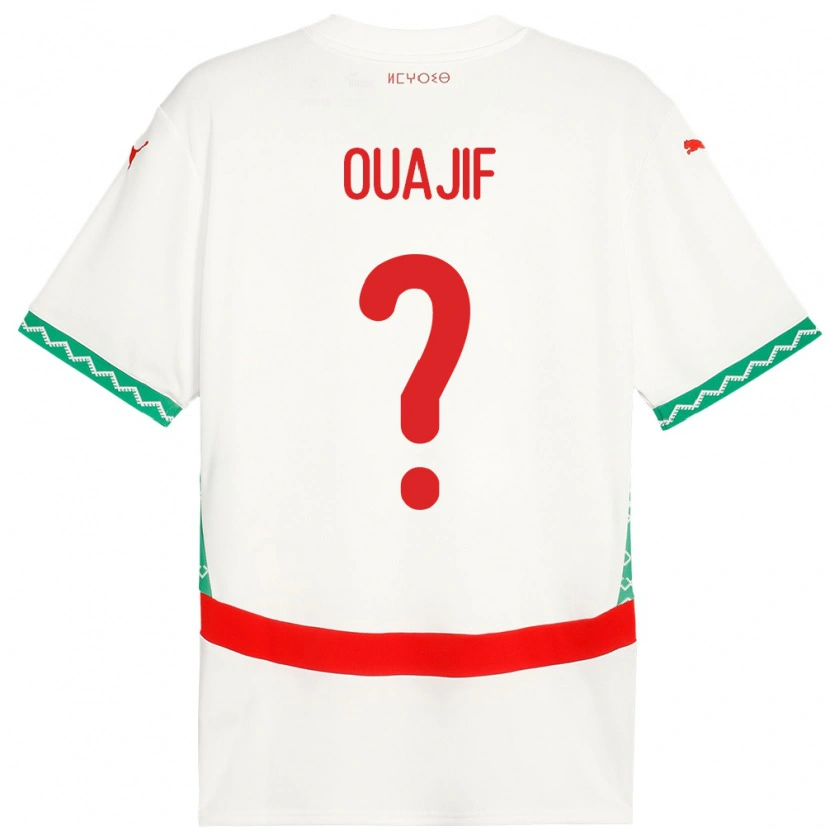 Danxen Uomo Maglia Marocco Naël Ouajif #0 Bianco Kit Gara Away 24-26 Maglietta