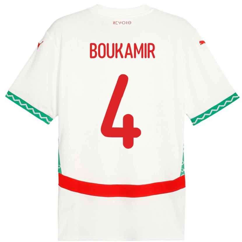 Danxen Uomo Maglia Marocco Mehdi Boukamir #4 Bianco Kit Gara Away 24-26 Maglietta