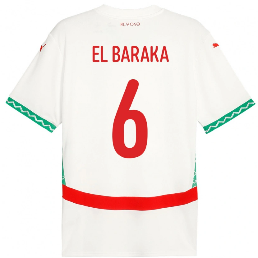 Danxen Uomo Maglia Marocco Jibril El Baraka #6 Bianco Kit Gara Away 24-26 Maglietta