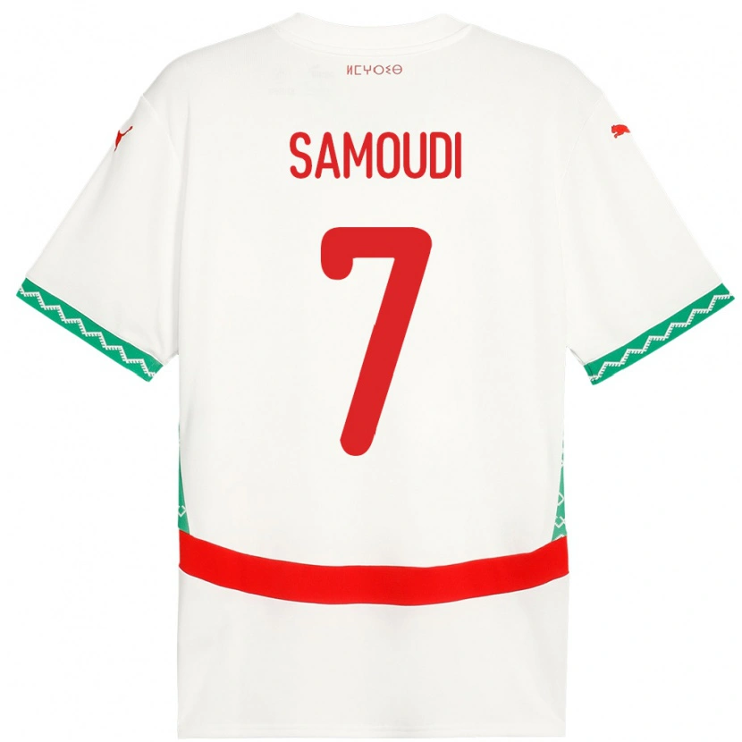 Danxen Uomo Maglia Marocco Anas Samoudi #7 Bianco Kit Gara Away 24-26 Maglietta