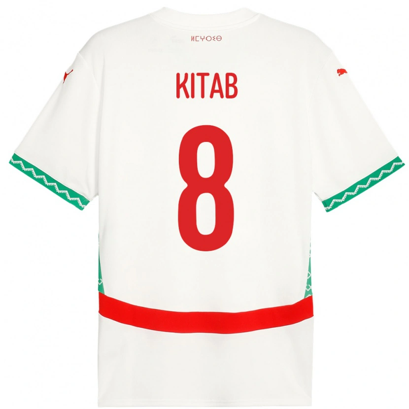Danxen Uomo Maglia Marocco Bachir Kitab #8 Bianco Kit Gara Away 24-26 Maglietta