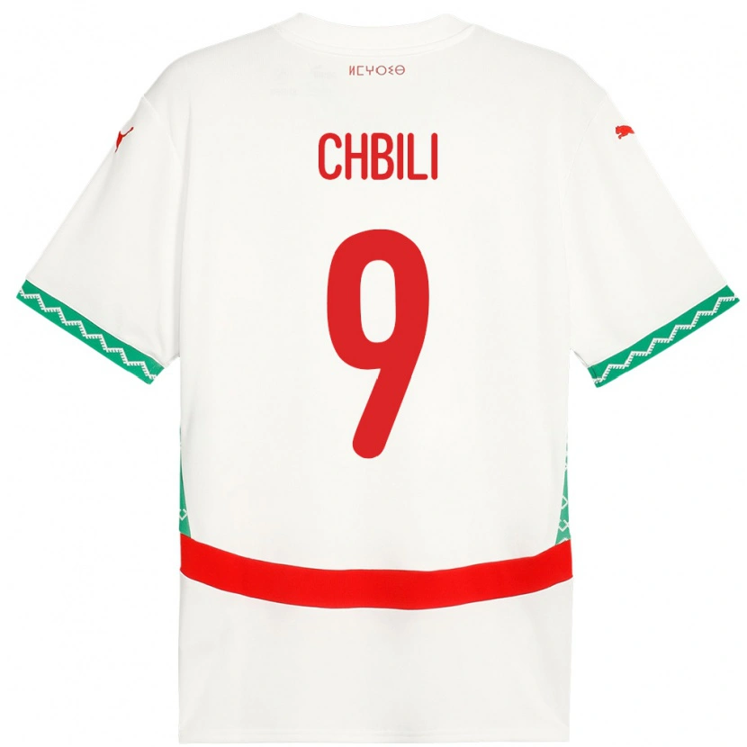 Danxen Uomo Maglia Marocco Ismail Chbili #9 Bianco Kit Gara Away 24-26 Maglietta