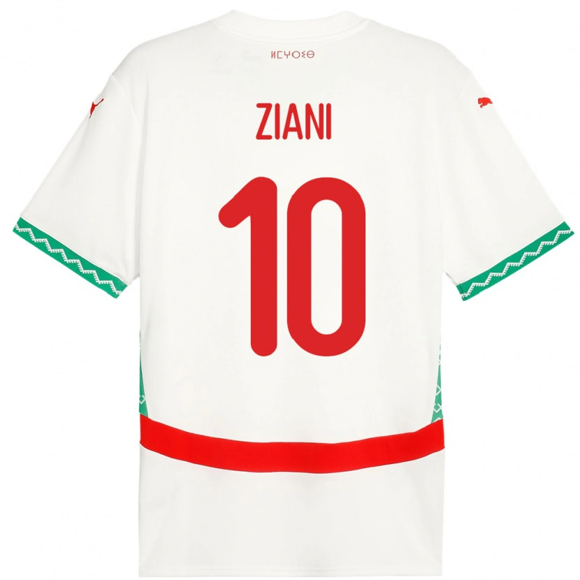 Danxen Uomo Maglia Marocco Ismael Ziani López #10 Bianco Kit Gara Away 24-26 Maglietta