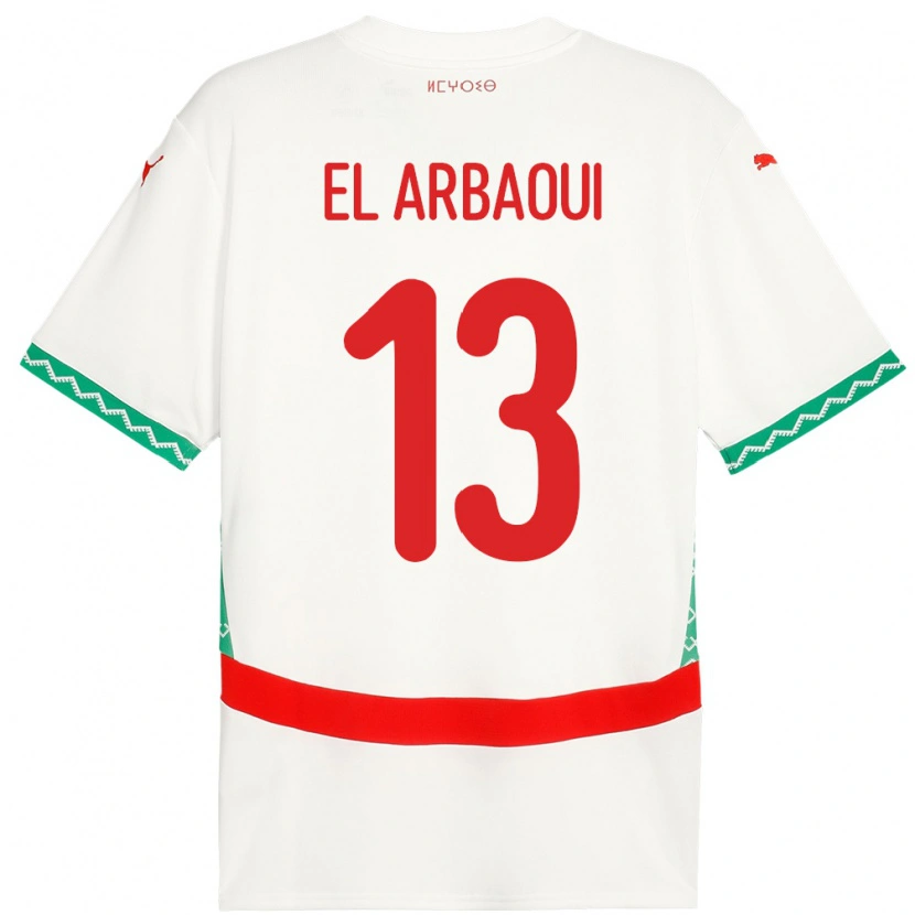 Danxen Uomo Maglia Marocco Ilyas El Arbaoui #13 Bianco Kit Gara Away 24-26 Maglietta