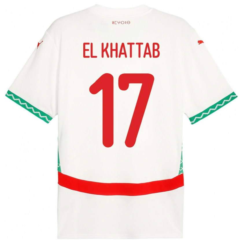 Danxen Uomo Maglia Marocco Omar El Khattab #17 Bianco Kit Gara Away 24-26 Maglietta