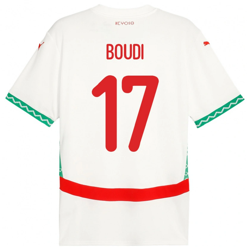 Danxen Uomo Maglia Marocco Said Boudi #17 Bianco Kit Gara Away 24-26 Maglietta
