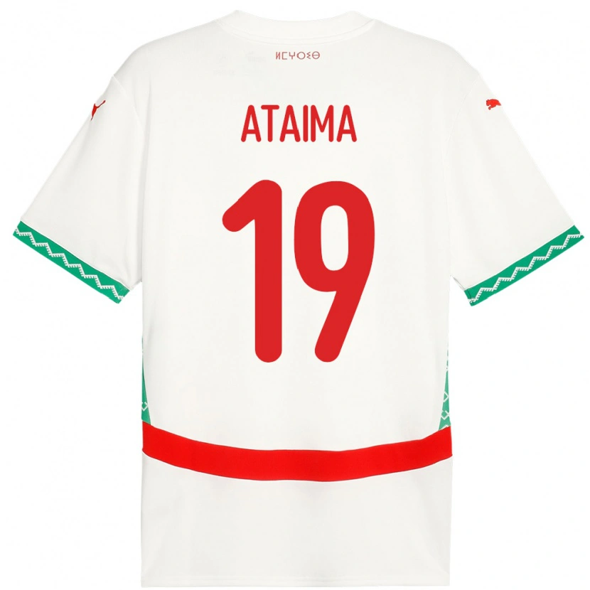 Danxen Uomo Maglia Marocco Hamza Ataima #19 Bianco Kit Gara Away 24-26 Maglietta