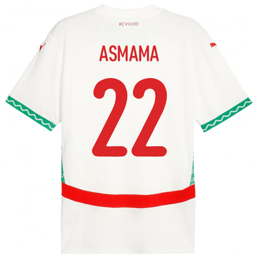 Danxen Uomo Maglia Marocco Reda Asmama #22 Bianco Kit Gara Away 24-26 Maglietta