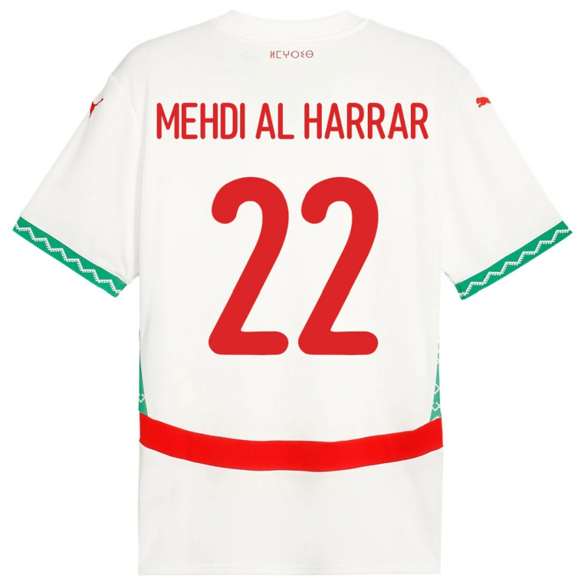 Danxen Uomo Maglia Marocco El Mehdi Al Harrar #22 Bianco Kit Gara Away 24-26 Maglietta