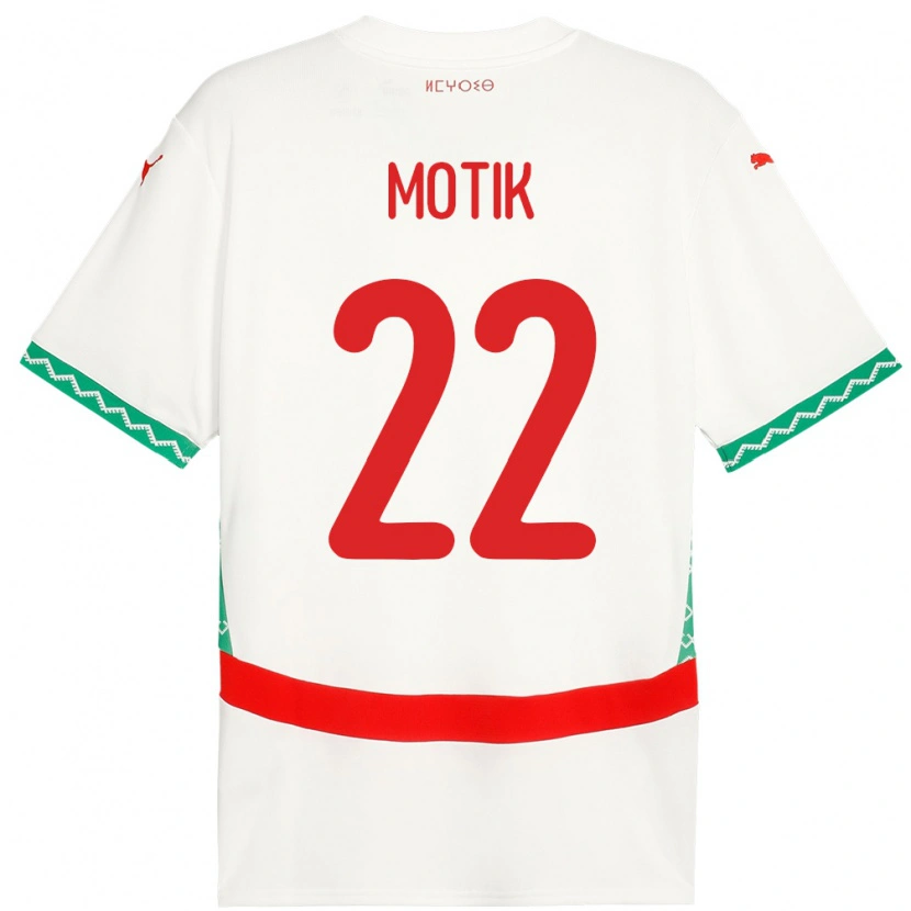 Danxen Uomo Maglia Marocco Ilyass Motik #22 Bianco Kit Gara Away 24-26 Maglietta