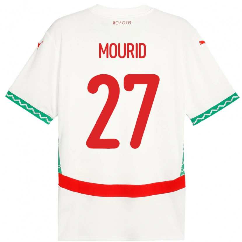 Danxen Uomo Maglia Marocco Aymane Mourid #27 Bianco Kit Gara Away 24-26 Maglietta