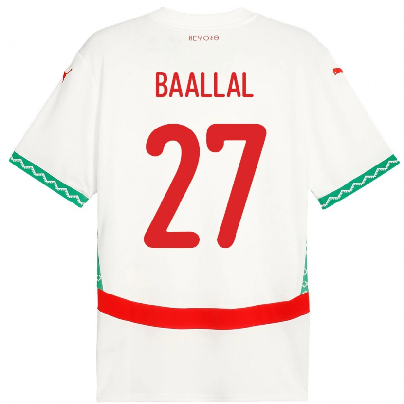 Danxen Uomo Maglia Marocco Adam Baallal #27 Bianco Kit Gara Away 24-26 Maglietta