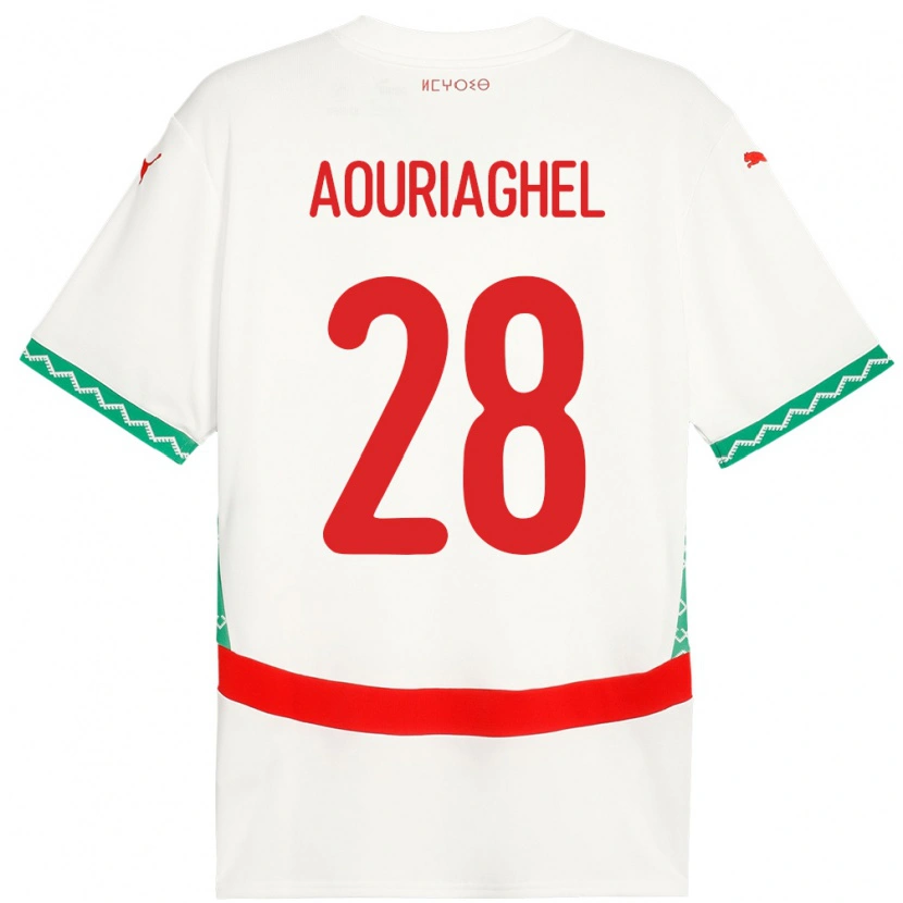 Danxen Uomo Maglia Marocco Yassin Aouriaghel #28 Bianco Kit Gara Away 24-26 Maglietta