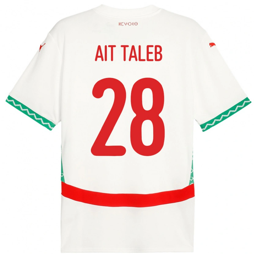 Danxen Uomo Maglia Marocco Ismail Ait Taleb #28 Bianco Kit Gara Away 24-26 Maglietta