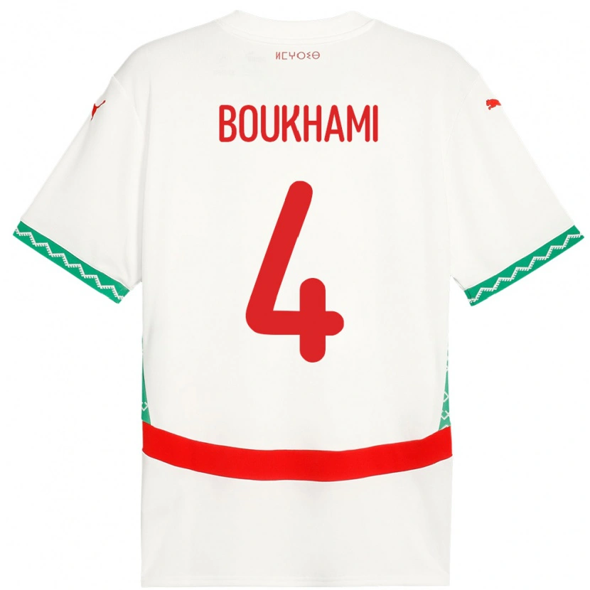 Danxen Uomo Maglia Marocco Siham Boukhami #4 Bianco Kit Gara Away 24-26 Maglietta