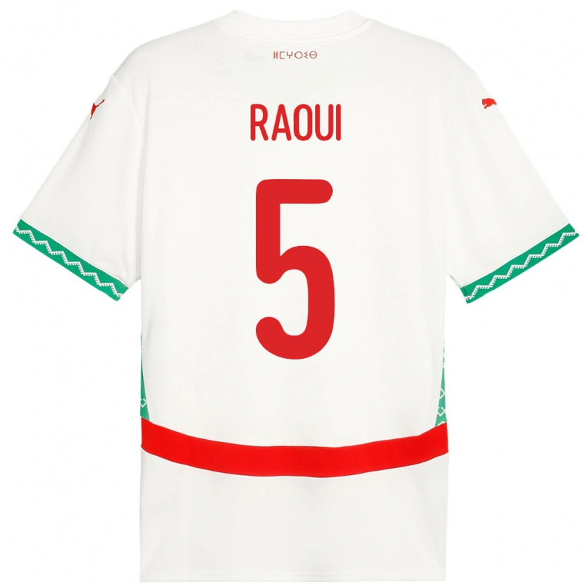 Danxen Uomo Maglia Marocco Oussama Raoui #5 Bianco Kit Gara Away 24-26 Maglietta