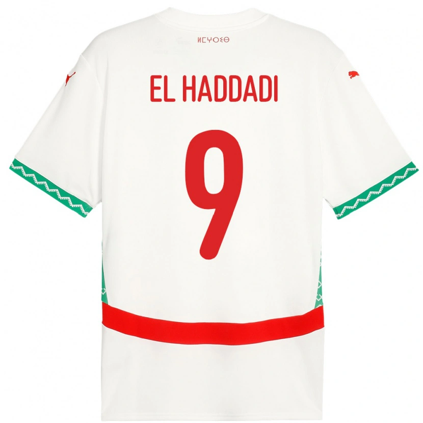 Danxen Uomo Maglia Marocco Munir El Haddadi #9 Bianco Kit Gara Away 24-26 Maglietta