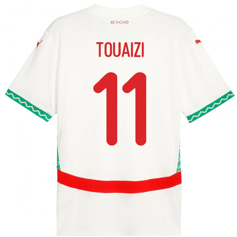 Danxen Uomo Maglia Marocco Nabil Touaizi #11 Bianco Kit Gara Away 24-26 Maglietta