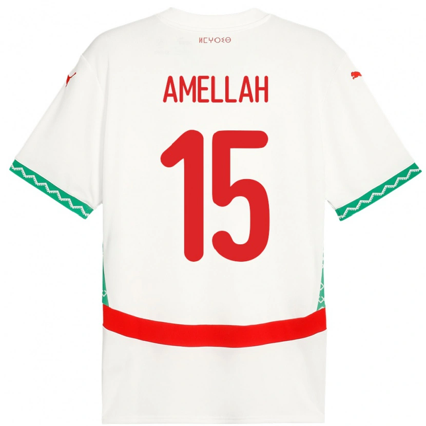 Danxen Uomo Maglia Marocco Selim Amellah #15 Bianco Kit Gara Away 24-26 Maglietta