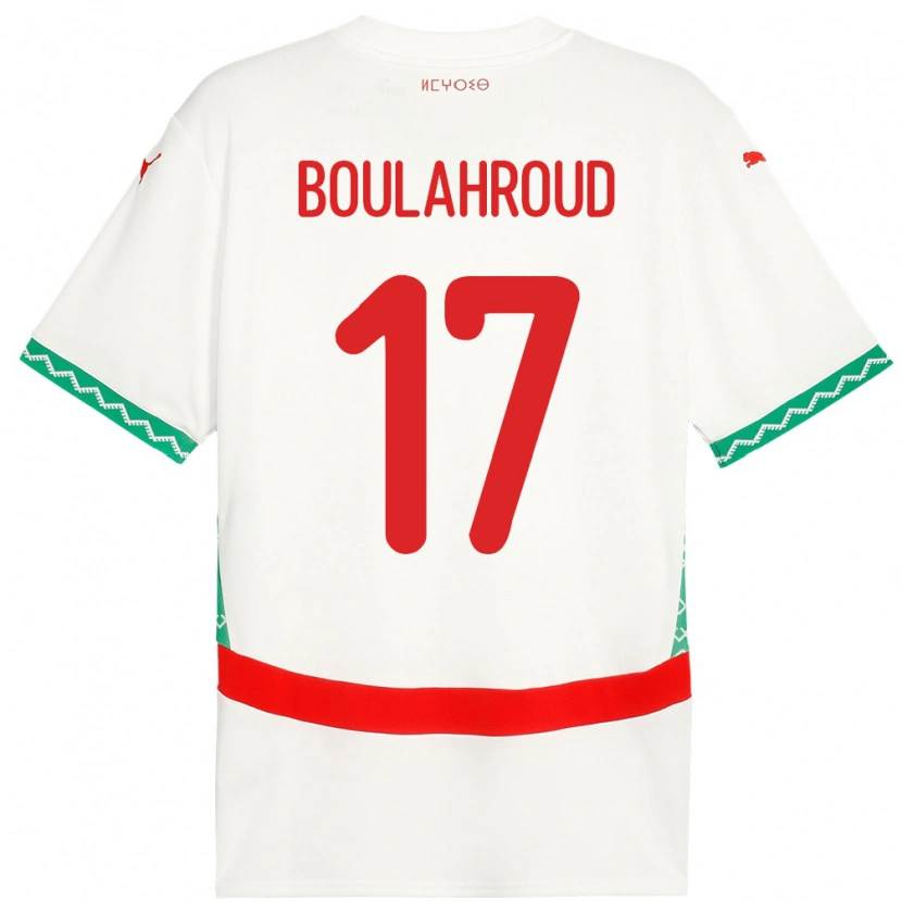 Danxen Uomo Maglia Marocco Charaf Eddine Boulahroud #17 Bianco Kit Gara Away 24-26 Maglietta
