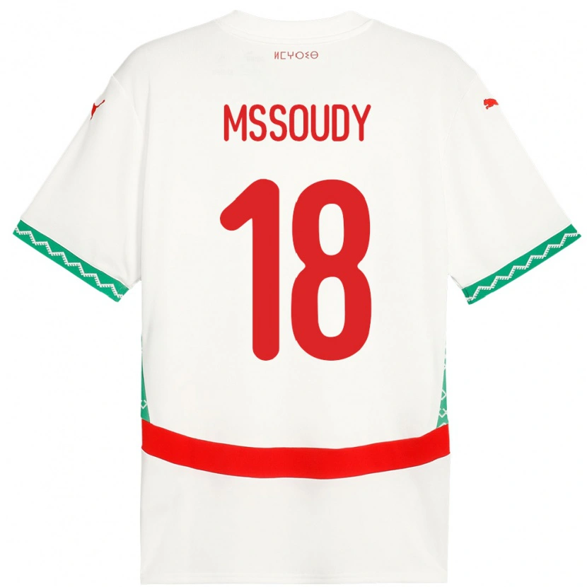 Danxen Uomo Maglia Marocco Sanaa Mssoudy #18 Bianco Kit Gara Away 24-26 Maglietta
