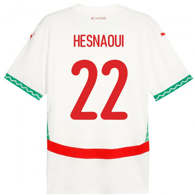 Danxen Uomo Maglia Marocco Hind Hesnaoui #22 Bianco Kit Gara Away 24-26 Maglietta