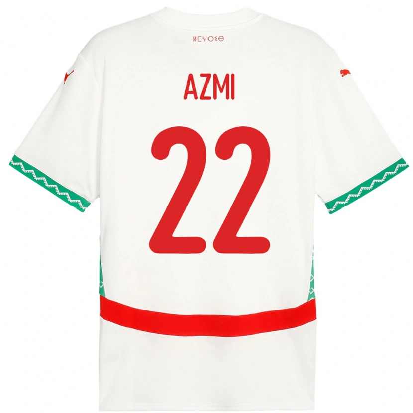Danxen Uomo Maglia Marocco Ahmed Azmi #22 Bianco Kit Gara Away 24-26 Maglietta
