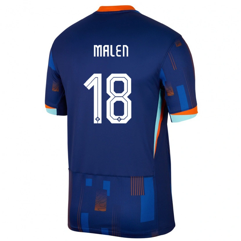 Danxen Uomo Maglia Paesi Bassi Donyell Malen #18 Blu Kit Gara Away 24-26 Maglietta