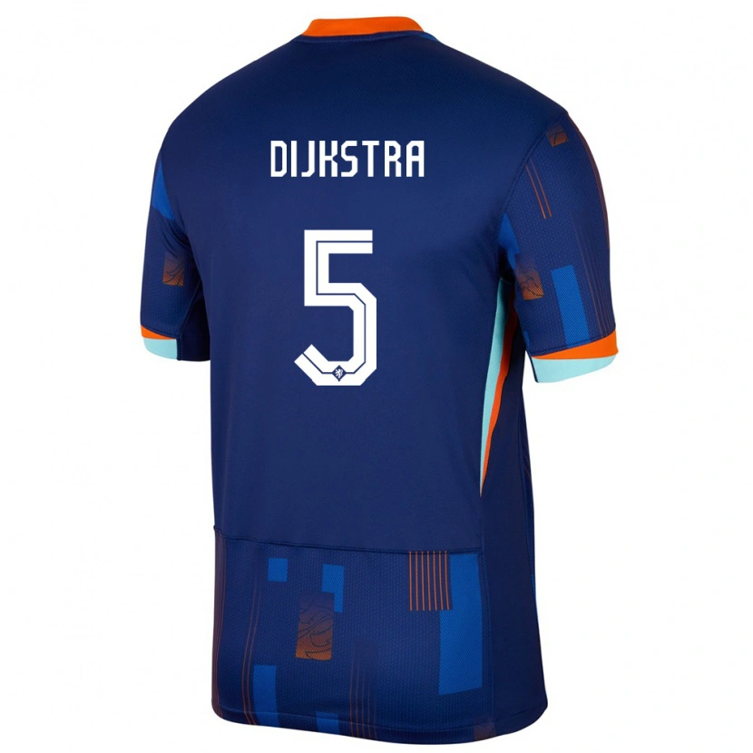 Danxen Uomo Maglia Paesi Bassi Elijah Dijkstra #5 Blu Kit Gara Away 24-26 Maglietta
