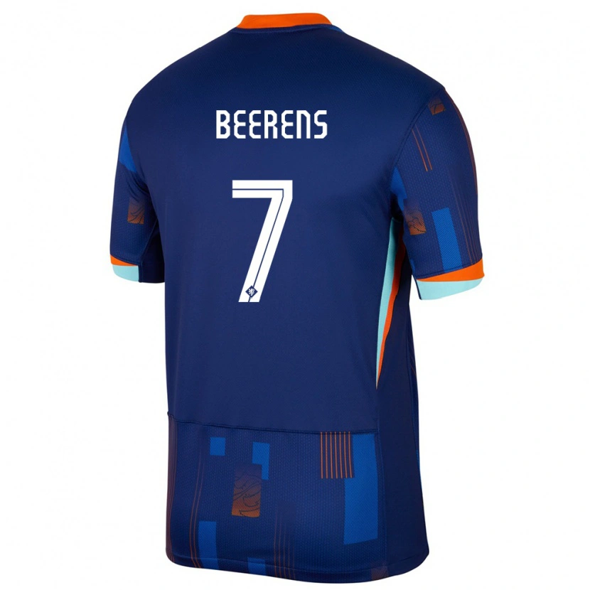 Danxen Uomo Maglia Paesi Bassi Jairo Beerens #7 Blu Kit Gara Away 24-26 Maglietta